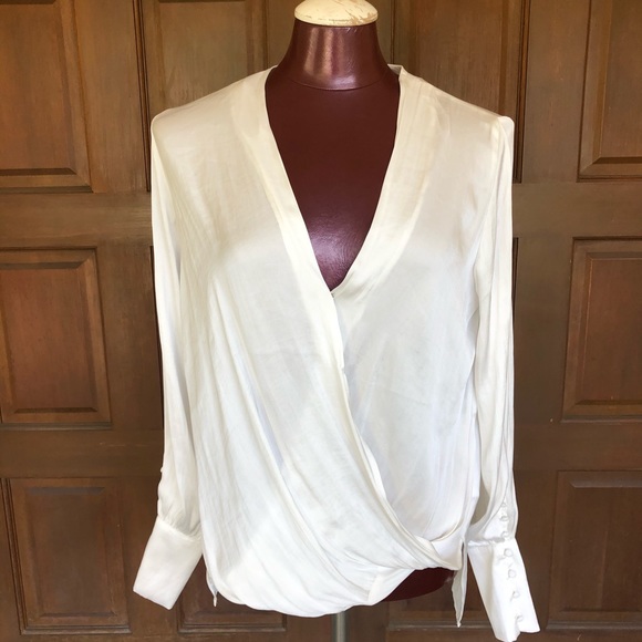 Bardot Laia Ivory Wrap Blouse Shirt size 8 or Medium - Picture 6 of 11